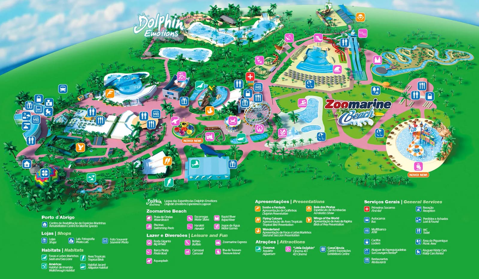 Map of the Zoomarine water park in the Algarve