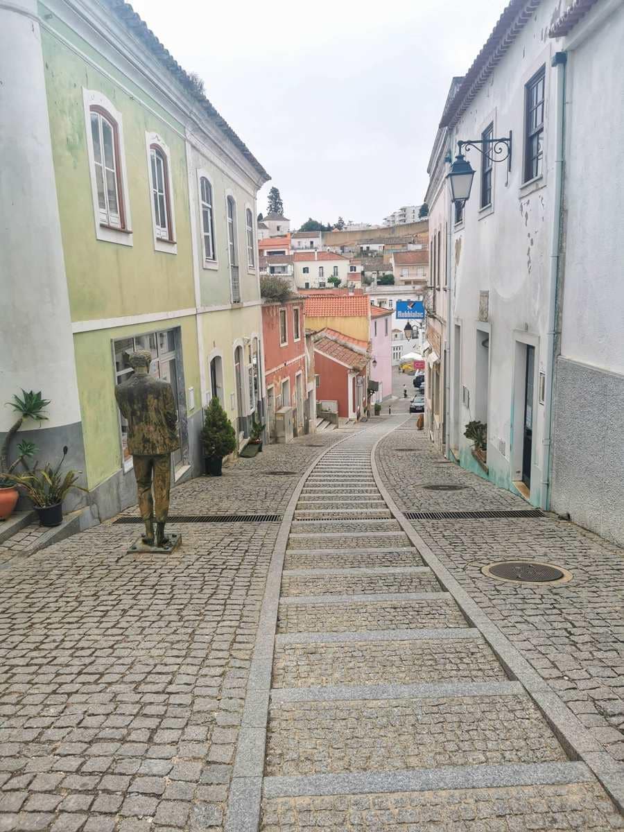 Main street in Monchique with colorful houses